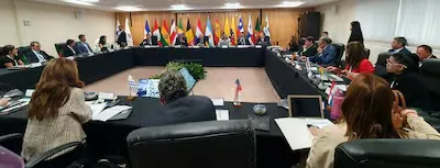 Autoridades e representantes de Ministérios Públicos participam da Reunião de Coordenadores de Redes e Grupos de Trabalho da Associação Ibero-Americana de Ministérios Públicos, em Ciudad del Este. Foto: Tereza Fretes Alonso